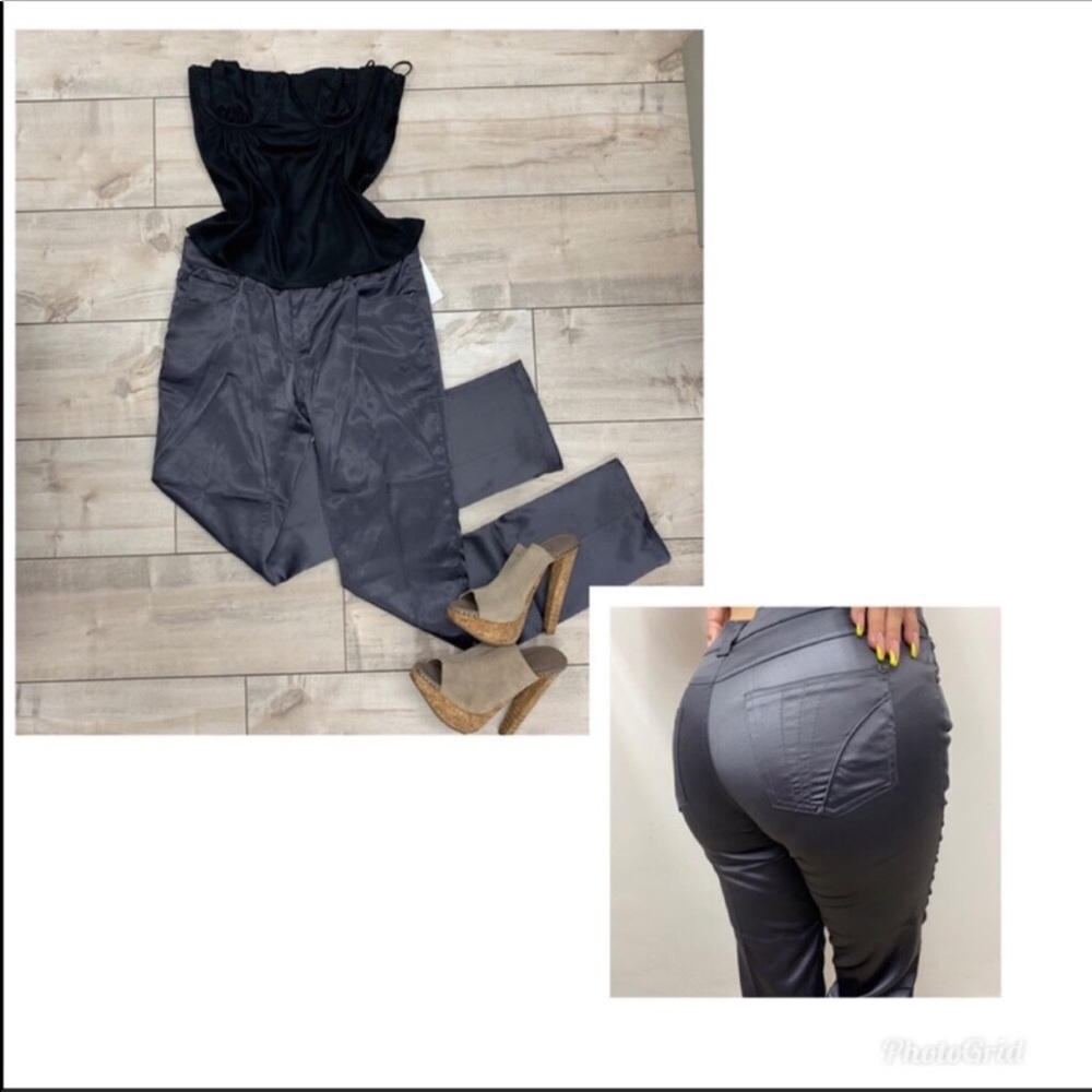 NEW Modiva Gray Satin Low Rise Pants